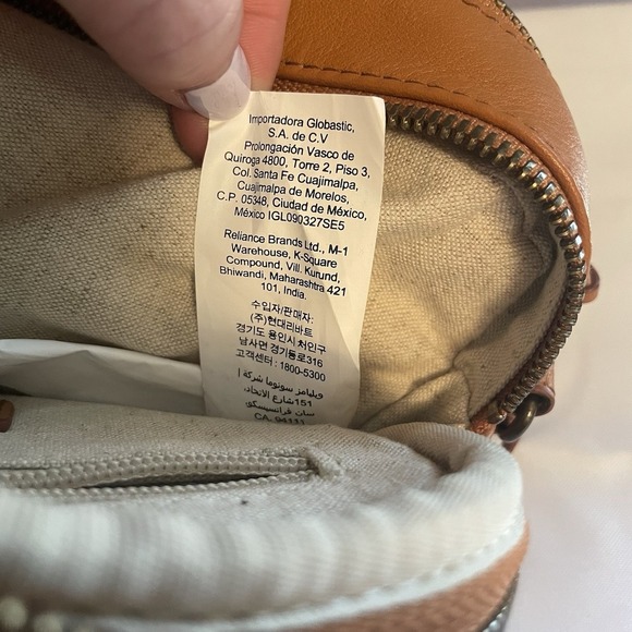 Mark & Graham Camel Pebbled Leather Crossbody Camera Bag Purse  "JG" Monogram - Picture 7 of 15